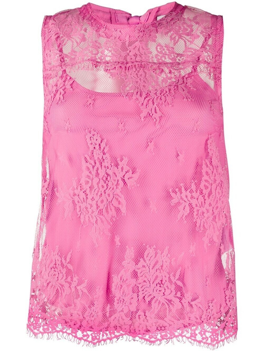 nwt Liu Jo Milano Pink Bubble Lace Sheer Top NWT Size 46 US 10 Open Back Tie